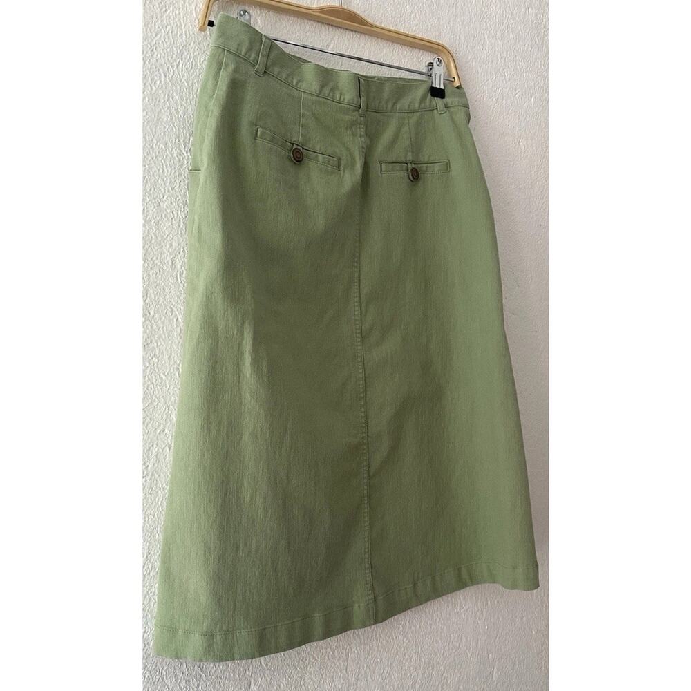 Christopher & Banks Women's Green Stretch Button Front Knee Length Skirt Size 4 - Picture 14 of 15